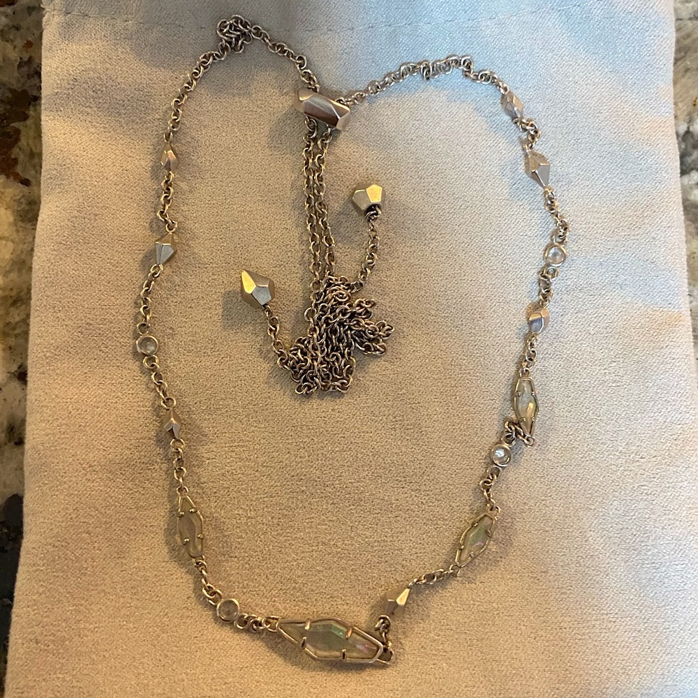 Kendra Scott Iridescent Multi Stone Ajustable Necklace in Silver